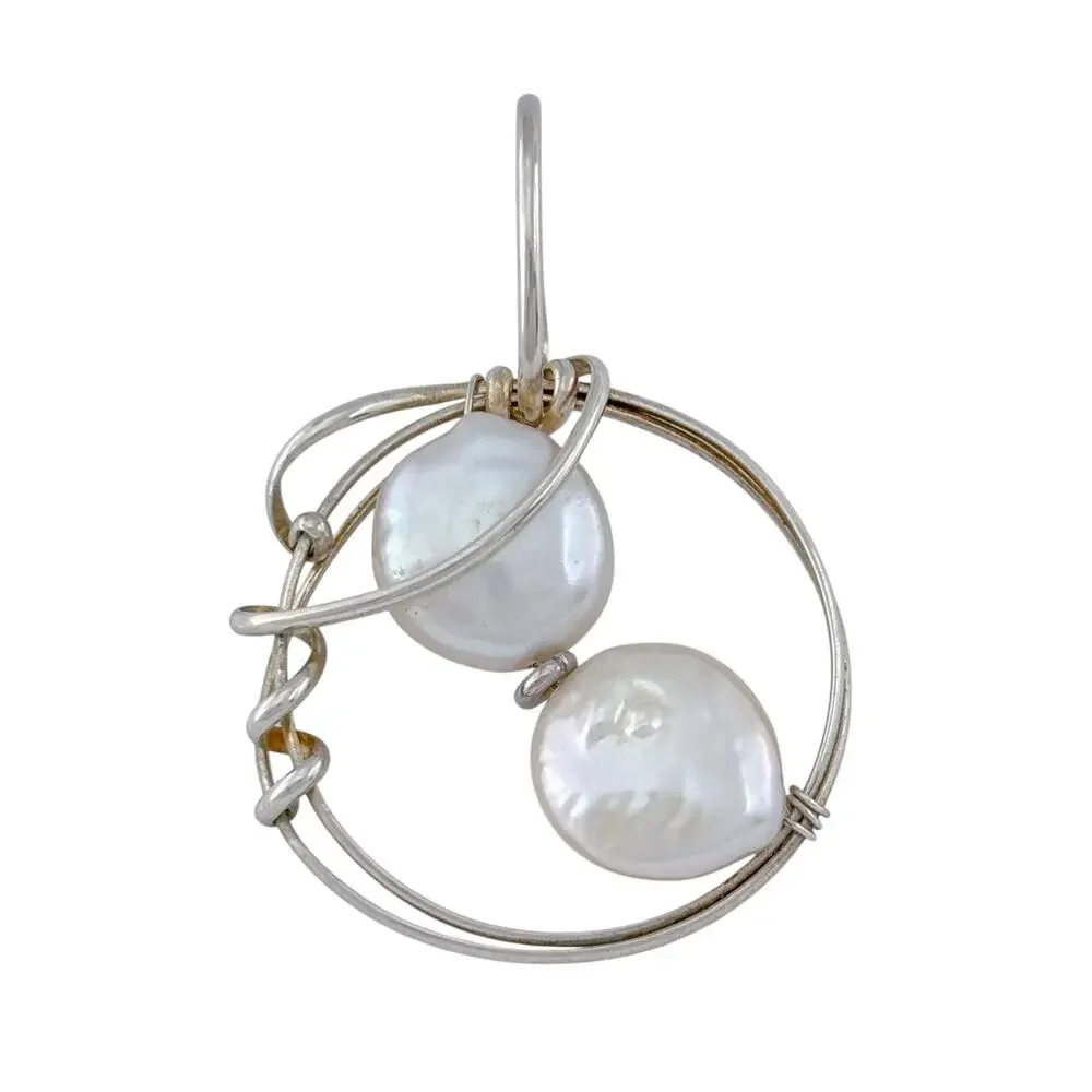 Vintage Sterling Silver 925 Wire Wrapped Pearl Pendant